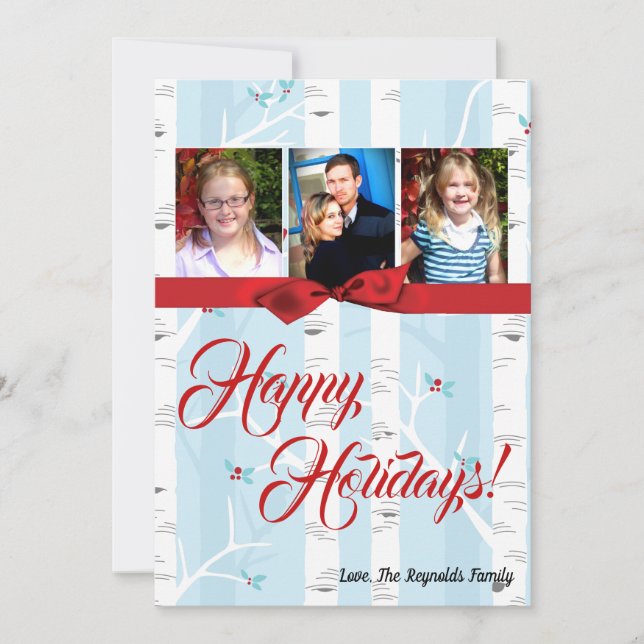 5x7 XMAS Christmas Birch Tree Winter PHOTO Card (Front)