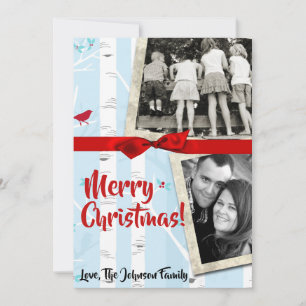 5x7 XMAS Christmas Birch Tree Winter PHOTO Card