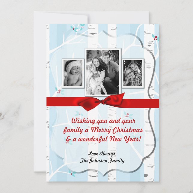 5x7 XMAS Christmas Birch Tree Winter PHOTO Card (Front)