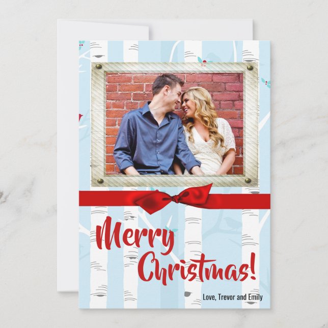 5x7 XMAS Christmas Birch Tree Winter PHOTO Card (Front)