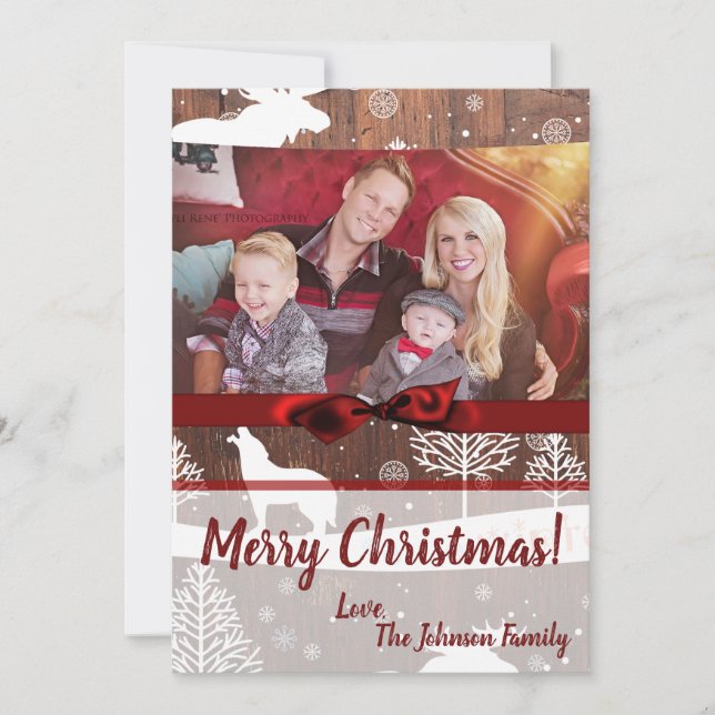 5x7 XMAS Christmas Deer Wood Buck Doe PHOTO Card (Front)