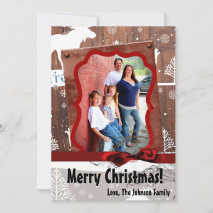 5x7 XMAS Christmas Deer Wood Buck Doe PHOTO Card