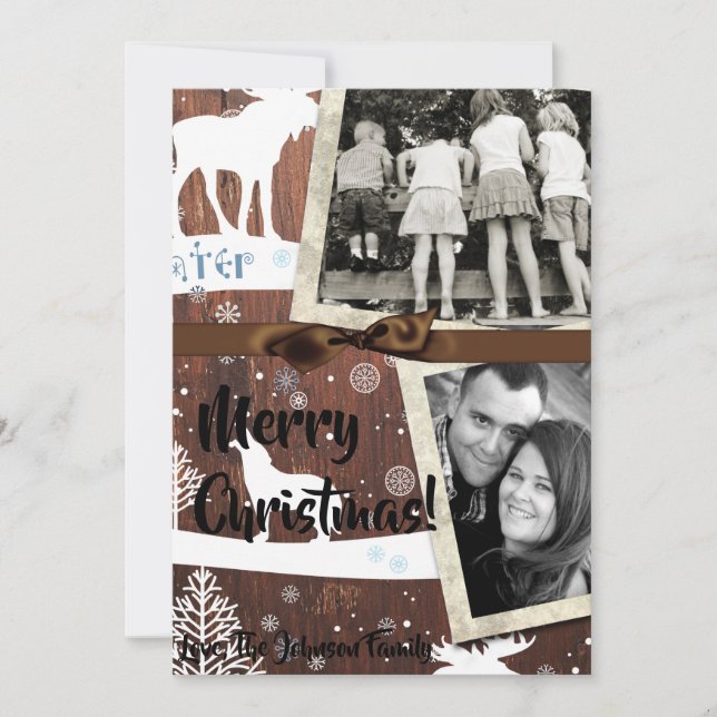 5x7 XMAS Christmas Deer Wood Buck Doe PHOTO Card (Front)