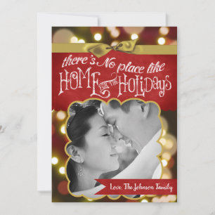 5x7 XMAS Christmas Gold Bokeh Lights PHOTO Card