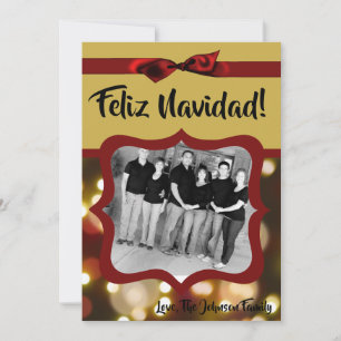 5x7 XMAS Christmas Gold Bokeh Lights PHOTO Card