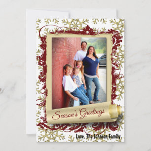 5x7 XMAS Christmas Gold Snowflake Glitt PHOTO Card