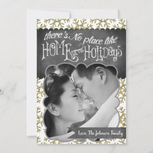 5x7 XMAS Christmas Gold Snowflake Glitt PHOTO Card
