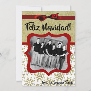 5x7 XMAS Christmas Gold Snowflake Glitt PHOTO Card