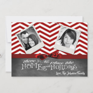 5x7 XMAS Christmas Red Chevron Chalkboa PHOTO Card