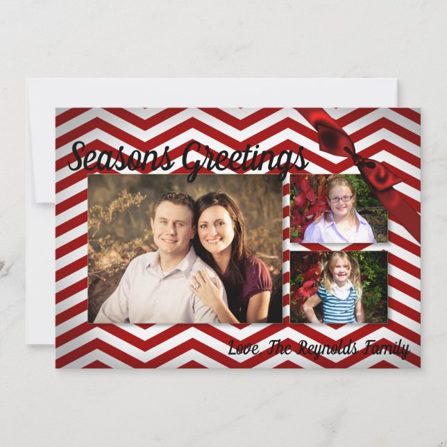 5x7 XMAS Christmas Red Chevron Chalkboa PHOTO Card (Front)