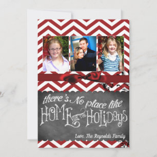 5x7 XMAS Christmas Red Chevron Chalkboa PHOTO Card