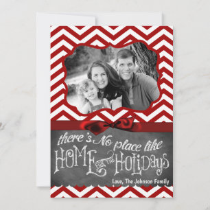 5x7 XMAS Christmas Red Chevron Chalkboa PHOTO Card