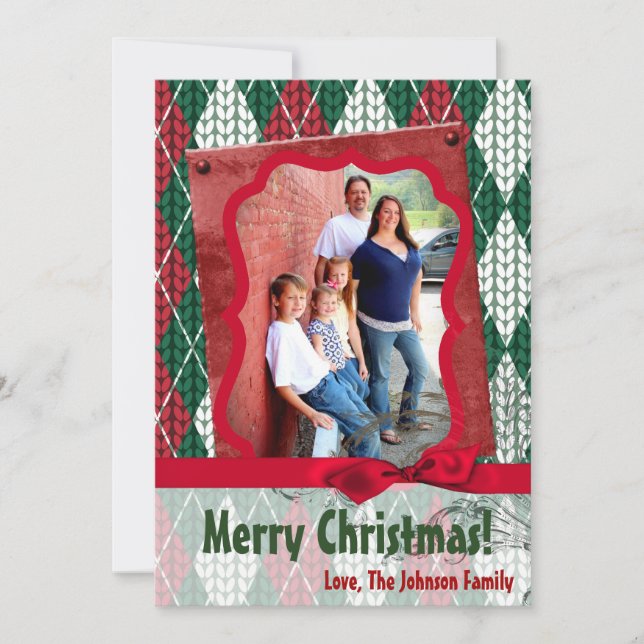 5x7 XMAS Christmas Ugly Sweater Green PHOTO Card (Front)