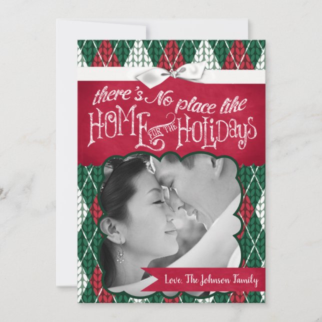 5x7 XMAS Christmas Ugly Sweater Green PHOTO Card (Front)