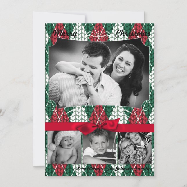 5x7 XMAS Christmas Ugly Sweater Green PHOTO Card (Front)