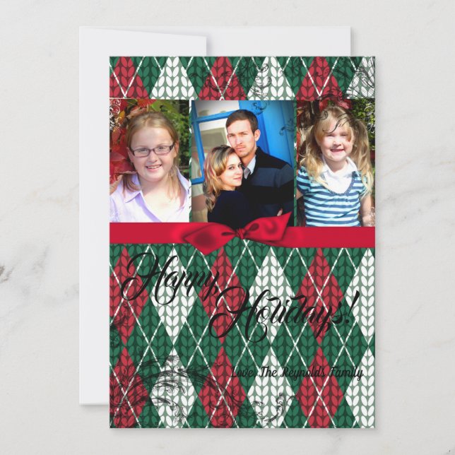 5x7 XMAS Christmas Ugly Sweater Green PHOTO Card (Front)