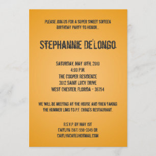 5x7 Yellow DJ Turntable 16 Birthday Invitation
