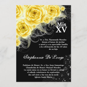 5x7 Yellow Roses Quinceanera Birthday Invitation