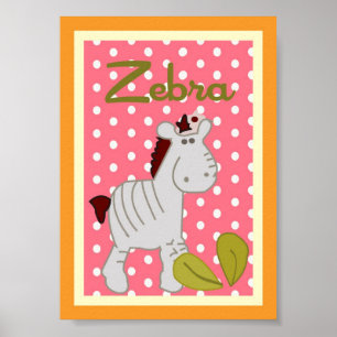 5x7 "Zebra" Jungle Safari Baby Bedding Wall Art