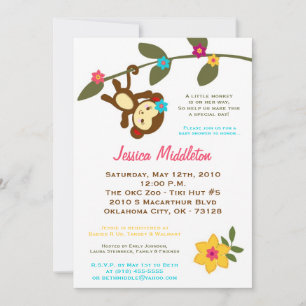 5x7Jungle Gym Monkey Dance Baby Shower Invitation