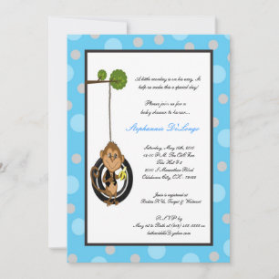 5x7Jungle Monkey Swing Baby Shower Invitation