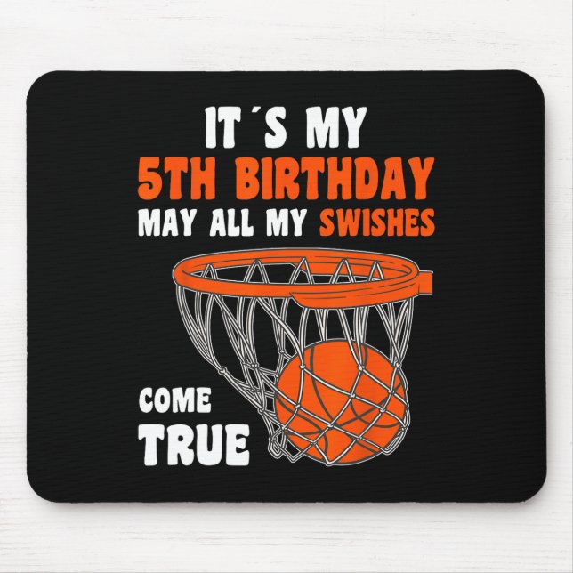 5Year Old Happy 5th Birthday Basketball 5th Birthd Mouse Mat (Front)