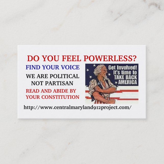 600_7880812, DO YOU FEEL POWERLESS?, FIND YOUR ... BUSINESS CARD (Front)
