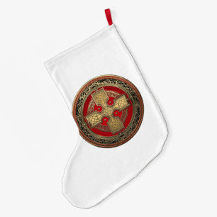 [600] Ancient Celtic Sacred Gold Knot Cross Large Christmas Stocking