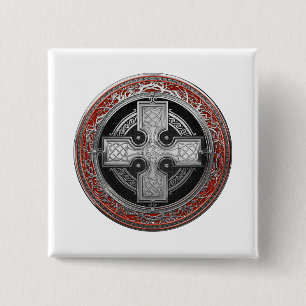 [600] Ancient Celtic Sacred Silver Knot Cross 15 Cm Square Badge
