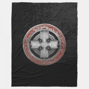 [600] Ancient Celtic Sacred Silver Knot Cross Fleece Blanket