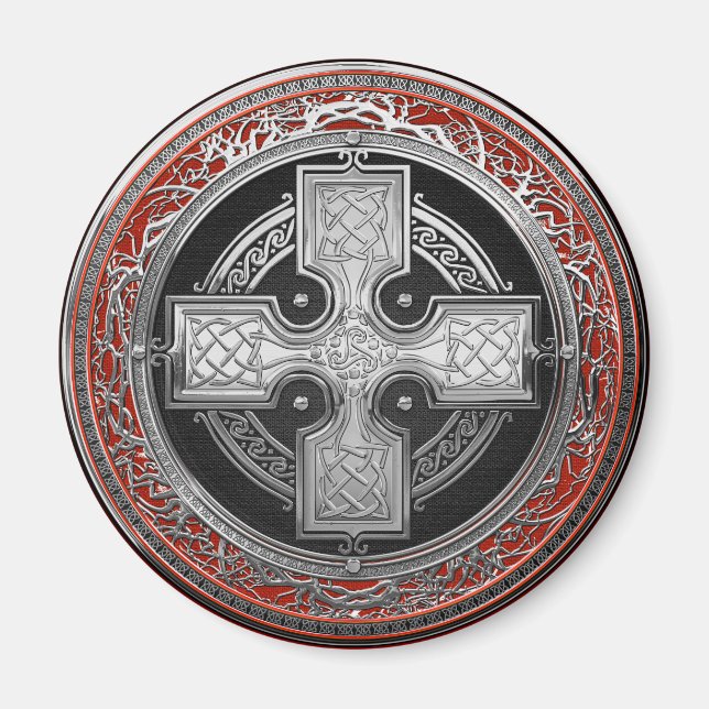 [600] Ancient Celtic Sacred Silver Knot Cross Magnet (Front)
