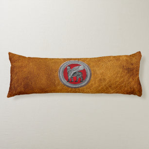[600] Assyrian Winged Lion: Silver & Black Lamassu Body Cushion