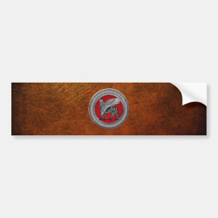 [600] Assyrian Winged Lion: Silver & Black Lamassu Bumper Sticker