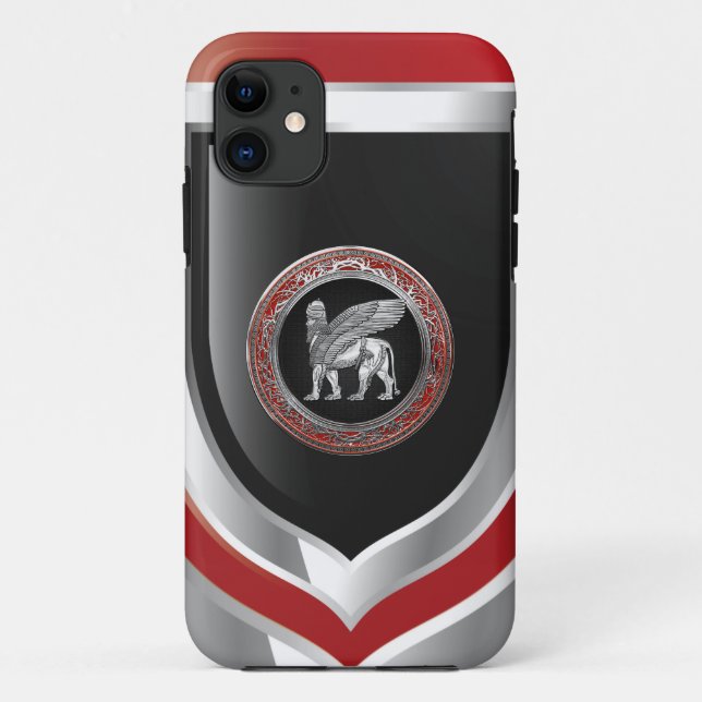 [600] Assyrian Winged Lion - Silver Lamassu Case-Mate iPhone Case (Back)