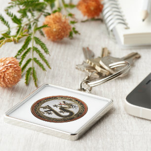 [600] Black and Gold Sacred Eastern Dragon Key Ring