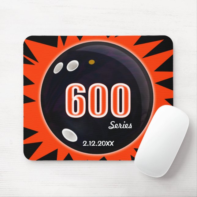 600 Bowling Series, Black Ball with Red Graphics,  Mouse Mat (With Mouse)