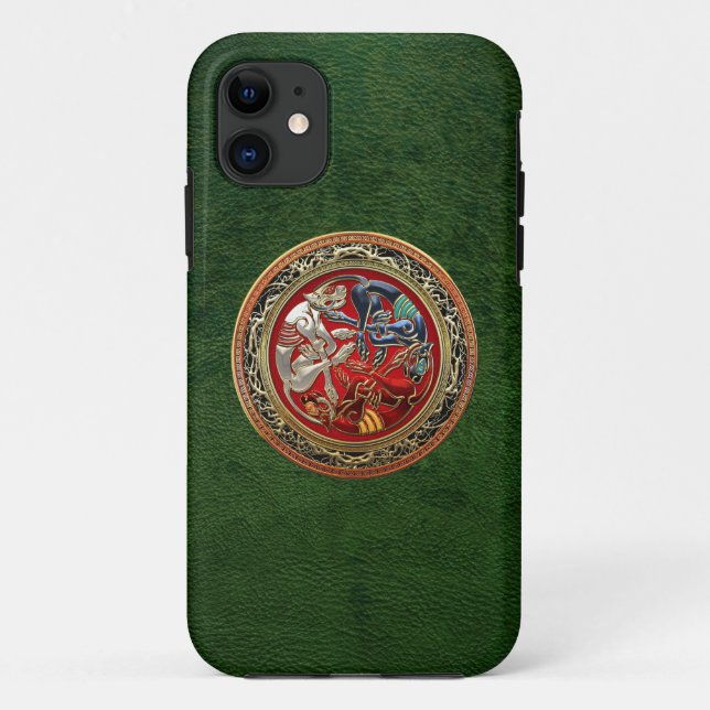[600] Celtic Treasures - Three Dogs on Gold Case-Mate iPhone Case (Back)
