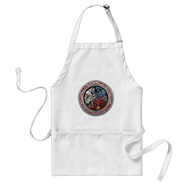 [600] Celtic Treasures - Three Dogs on Silver Standard Apron (Front)