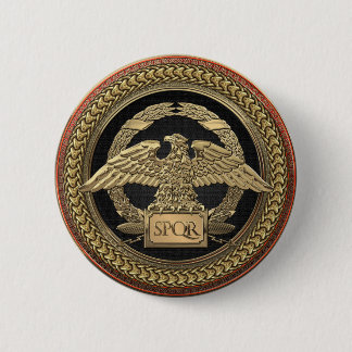 [600] Gold Roman Imperial Eagle on Gold Medallion 6 Cm Round Badge