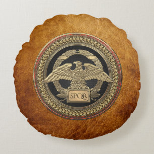 [600] Gold Roman Imperial Eagle on Gold Medallion Round Cushion