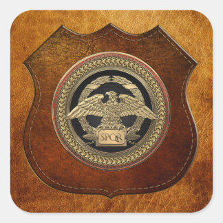 [600] Gold Roman Imperial Eagle on Gold Medallion Square Sticker