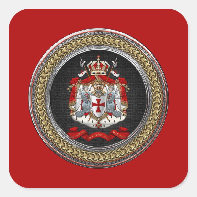 [600] Knights Templar Coat of Arms Square Sticker (Front)