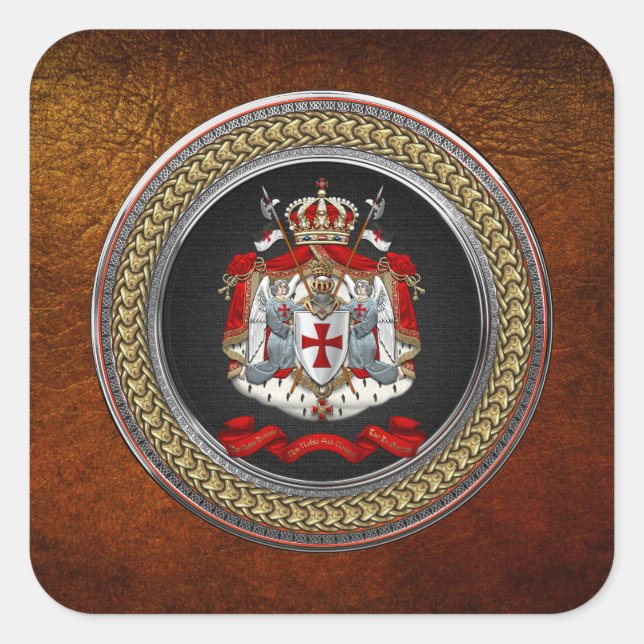 [600] Knights Templar Coat of Arms Square Sticker (Front)