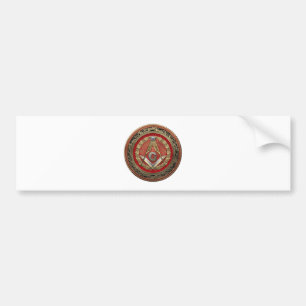 [600] Master Mason - Gold Square & Compasses Bumper Sticker