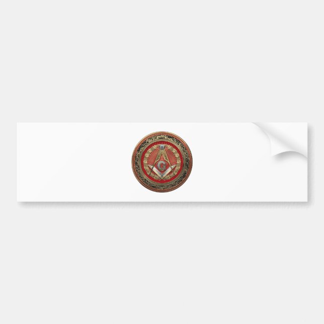 [600] Master Mason - Gold Square & Compasses Bumper Sticker (Front)