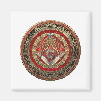 [600] Master Mason - Gold Square & Compasses Magnet