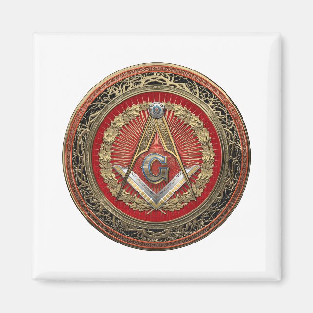 [600] Master Mason - Gold Square & Compasses Magnet (Front)