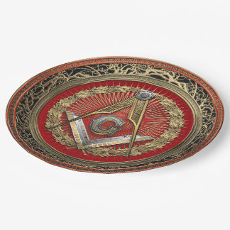 [600] Master Mason - Gold Square & Compasses Paper Plate