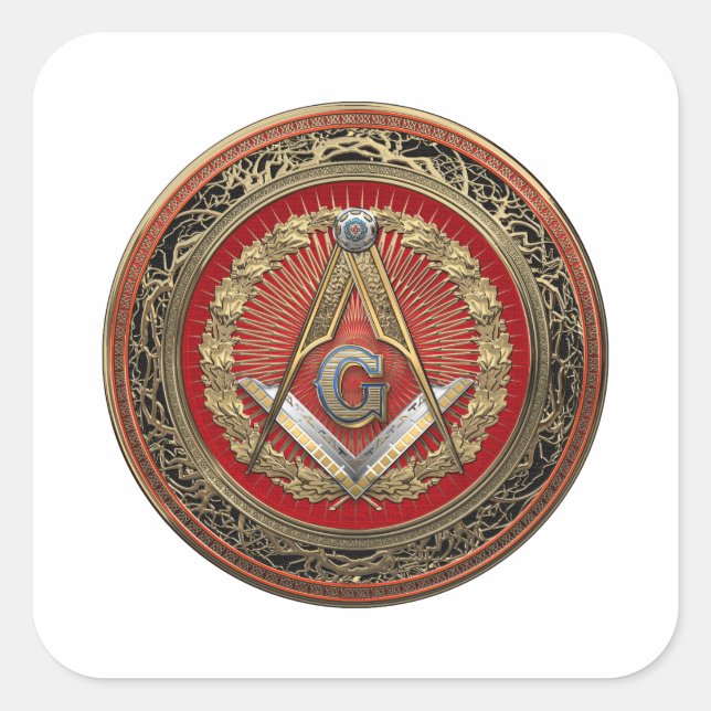 [600] Master Mason - Gold Square & Compasses Sticker (Front)
