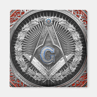 [600] Master Mason - Silver Square & Compasses Magnet